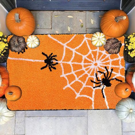 Tapis de porte d'Halloween Fnyoxu - Tapis d'entrée effrayant, décoration de porte d'entrée à la fois terrifiante et élégante, compatible avec les décorations d'Halloween