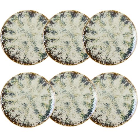 Lot de 6 assiettes plates en porcelaine 27cm, MAKA (1/5)