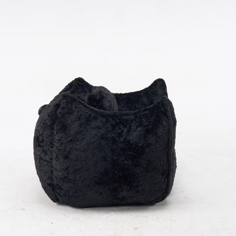 1 fauteuil poire géant avec oreiller, bean bag en fausse fourrure pour salon ou chambre, grand confort noir (1/5)
