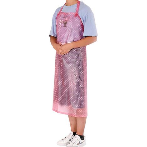 Tablier imperméable et sans manches en PVC transparent rose, résistant à l'huile, idéal pour la cuisine. (1/5)