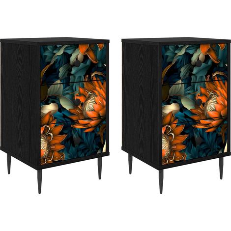 Maison Exclusive - Nachttisch LOCHEM 2 stk. Schwarz Eichen-Optik (1/5)
