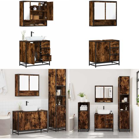 vidaXL 2-tlg. Badmöbel-Set Räuchereiche Holzwerkstoff (1/5)