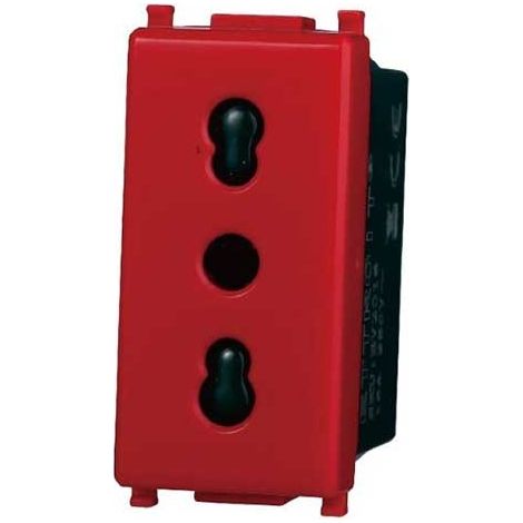 Steckdose, italienisch kompatibel, Vimar Plana 2P+T 10/16A 250V, rote Farbe, Ettroit EV2016