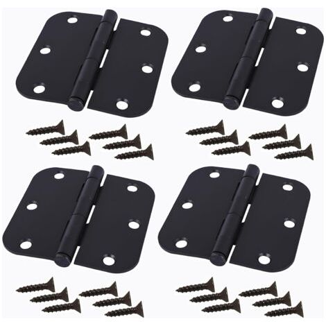 Lot de 4 3,5 Pouces Heavy Duty Hangar Porte Charnières Porte Sangle Charnières Fer Forgé Noir Quincaillerie pour Hangar en Bois Grange Porte Clôture Porte Swing Cour Porte (1/5)