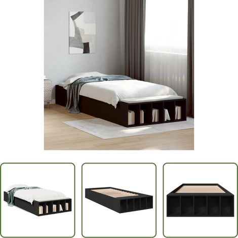 Lit moderne - Cadre de lit sans matelas noir 90x190 cm (1/5)