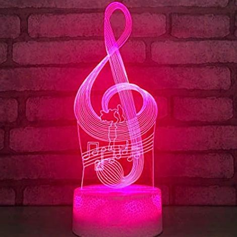 3D-Tisch-/Schreibtischlampe in Form einer Musiknote, optische Täuschung, 7 wechselnde Farben, LED, ideales Geschenk für Weihnachten, Zuhause, Geburtstag oder jeden anderen besonderen Anlass für Kinder (1/3)