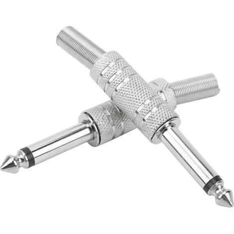 Connecteur audio 6,35mm mono mâle-mâle, coupleur droit pour guitare et casque, adaptateur jack à visser, lot de 2 pièces, raccord stéréo à mono, connecteur de câble audio robuste. (1/5)