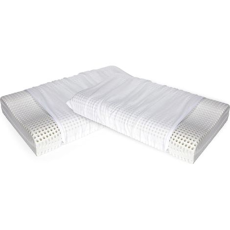 Lot de 2 oreillers pour lit, 100 % fabriqué en Italie, oreiller déhoussable Oreiller cervical en mousse à mémoire de forme, hypoallergénique et respirant, 70 x 41 x (h) 11,5 cm (1/4)