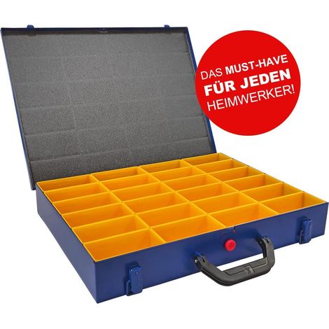 Boîtier de rangement EuroPlus Pro M 44H-24 en acier – 24 compartiments amovibles – Dimensions 44 x 37 x 7 cm – Poignée ergonomique – Allit (1/5)
