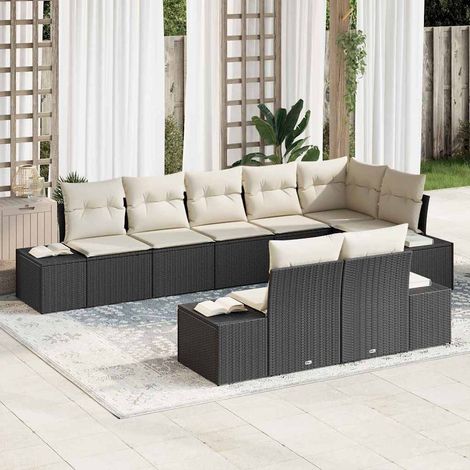 vidaXL Gartensofa-set mit Speicher 8 pcs Schwarz und Creme Poly Rattan (1/5)