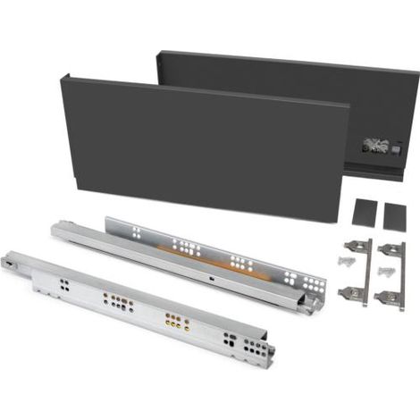 Emuca Cajón exterior Vertex 60kg de altura 178mm, profundidad 500mm, Acero, Gris antracita -