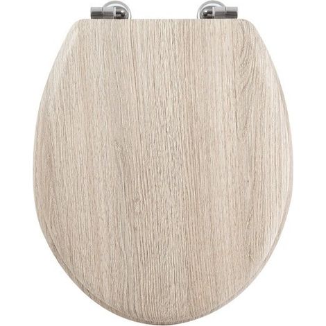 MSV – Abattant wc MDF effet bois – Charnières inox – Surface hygiénique et facile à nettoyer – Dimensions 42,5x36,5x5cm