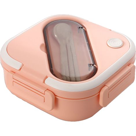 Boîte à bento à compartiments en plastique, isotherme et étanche, idéale pour l'école et les devoirs, compatible micro-ondes, rose (1/5)