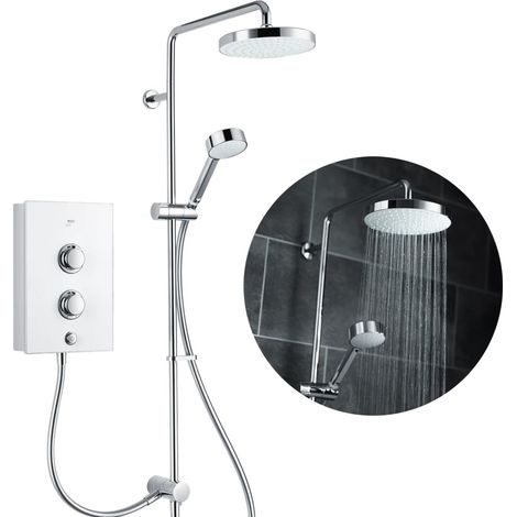 Mira Decor Dual Outlet 10.8kW White Electric Shower + Diverter to Rainshower (1/5)