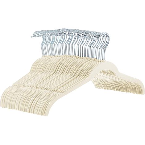Lot de 20 Cintres en Velours pour Chemises/Robes, Ivoire (1/5)