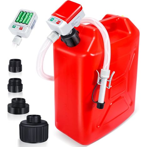 Pompe de transfert de carburant avec capteur d'arrêt automatique-3.2GPM, bip d'alerte de 30s, batterie de pompe de transfert de tuyau de 51 "alimentée par 4 adaptateurs de réservoir