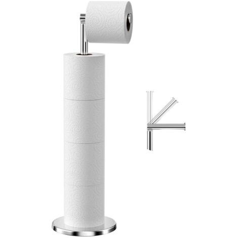 Porte Papier Toilette sur Pied, Distributeur de Papier Toilette en Acier Inoxydable, Support Porte-Papier Hygiénique Dérouleur avec Base Lourde, Anti-Rouille Porte-Rouleau Toilette (Argenté) (1/5)