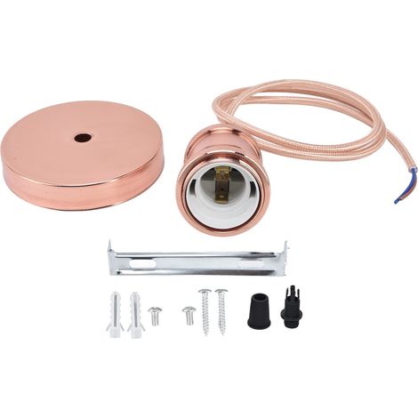EU Plug 100‑240V, 1m Suspension Douille Lampe Douille Aluminium pour Salon(Or rose) (1/5)