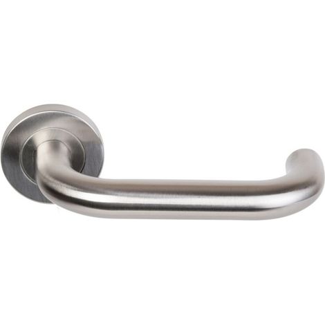 Klose Besser – Paire de béquilles inox 304 2 coudes C7 sur rosace Vabre – ressort de rappel ép. 38/50 mm – Pour portes de 35 à 60 mm – 171