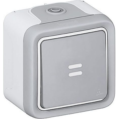 Interrupteur va-et-vient lumineux Legrand Plexo IP55 saillie 10AX gris - LEG069713