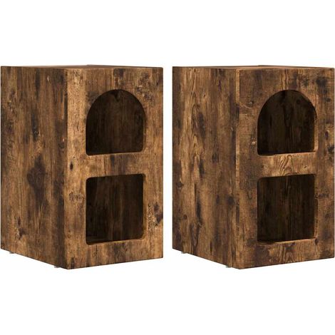 Maison Exclusive - Nachttisch 2 pcs Geräucherte Eiche 29,5 x 33,5
