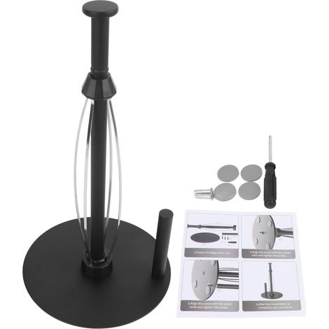 Porte-rouleau essuie-tout en acier inoxydable noir pour cuisine et salle de bain - Support comptoir avec déchirure parfaite (1/5)