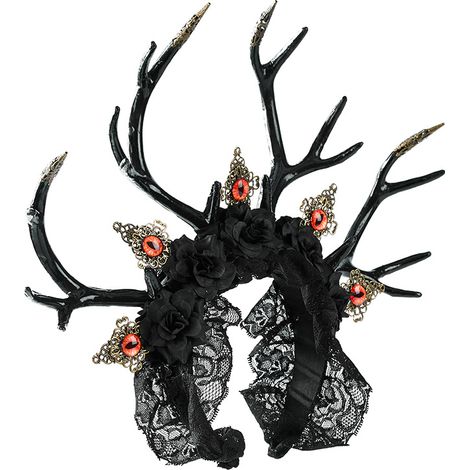serre-tête à bois de renne pour Halloween, accessoire de cheveux sur le thème de la forêt, serre-tête à bois de cerf, serre-tête œil de diable gothique sombre (1/5)