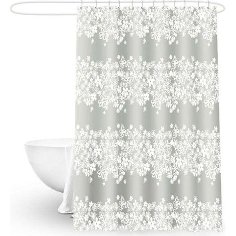 Ensemble Rideau de Douche Plage - Tissu Polyester Étanche de Largeur Généreuse - Livré avec Doublure et Crochets