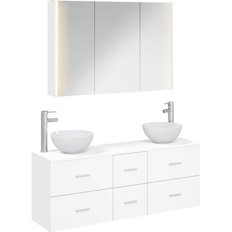 Ensemble de mobilier de salle de bain 4 pcs Blanc vidaXL (1/5)