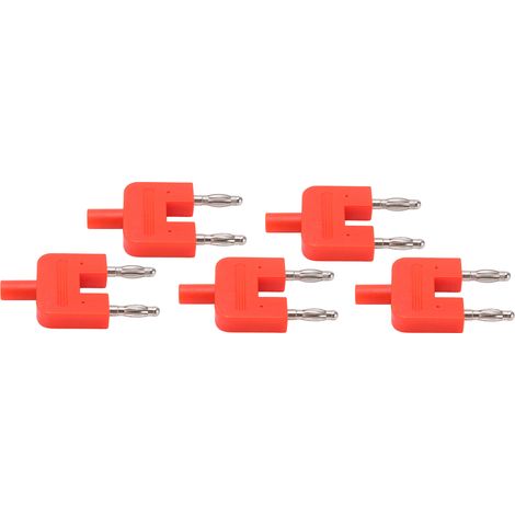 5pcs Fiche Banane Double Femelle vers 2 Mâles Connectique Puissante Bonne Conductivité Rouge (1/5)