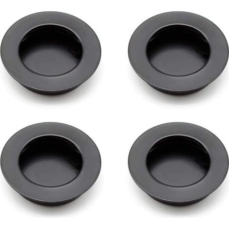 4 Stück runde Griffmulden, 40 mm Schiebetürgriff 304 Edelstahl, schwarze Möbelgriffe können für Schubladen, Schränke, kundenspezifische Möbel verwendet werden (1/4)