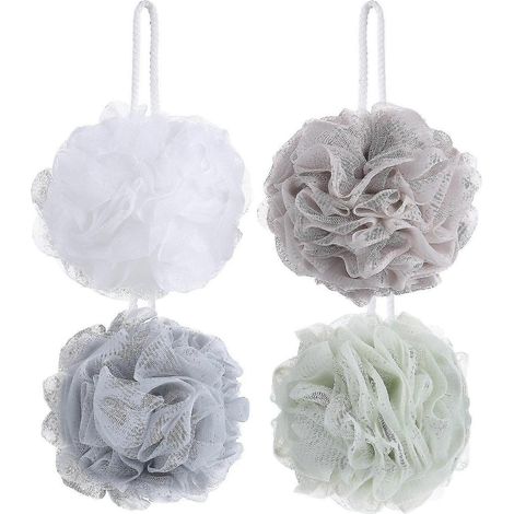 Lot de 4 éponges de bain en filet – éponges de douche en filet avec fonction exfoliante (1/5)