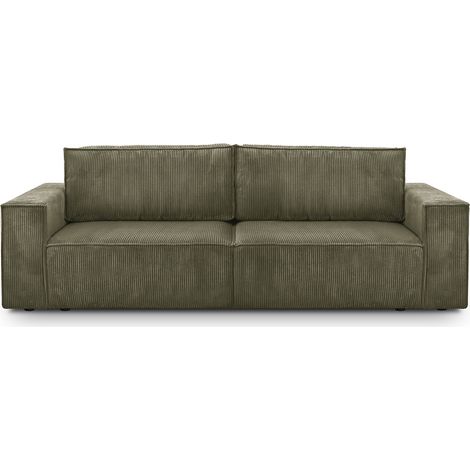 Homifab – Canapé convertible 3 places avec coffre de rangement – Velours côtelé 380 g/m² – Couchage 150 x 187 cm – Profondeur d'assise 57 cm (1/5)