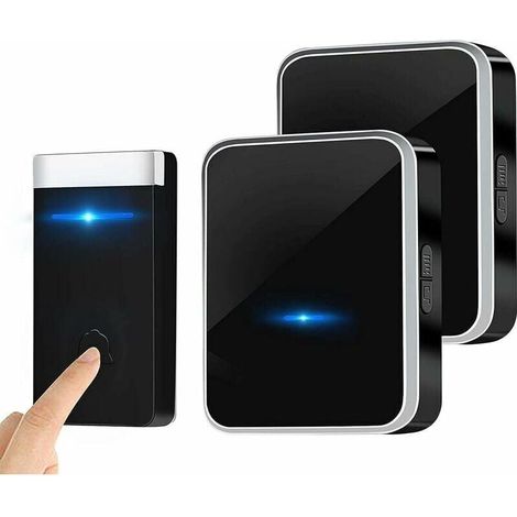 Wireless Doorbell, Waterproof Doorbell, Electronic Chime Kit with 2 Plug-in Receivers, 150m Range, 45 Melodies at 4 Volume Levels for Home, Office, Hotel [No Need MUMU (1/4)