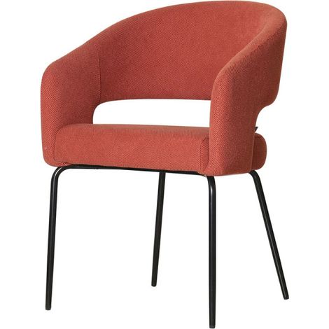 Fauteuil repas Léna tissu terracotta pieds métal noir Takasit (1/5)