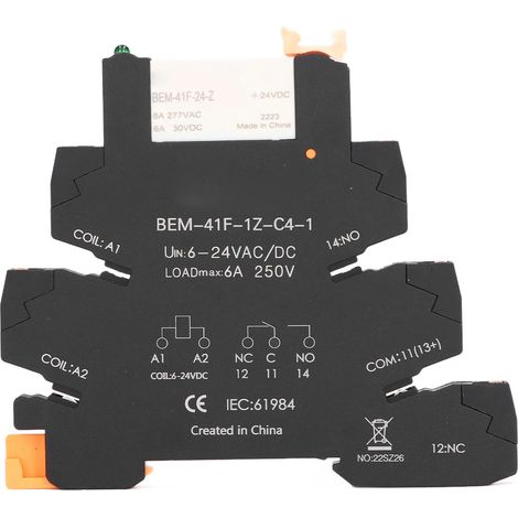 Relais mince pour rail DIN, module de commande AC/DC 6A, contact SPDT, tension 6-24V, interrupteur statique (1/5)