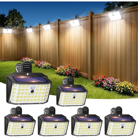 6-Pack 176LED Solar Lights Outdoor, 600LM Motion Sensor Light, IP65 Waterproof Wall Lamp for Fence, Garden, Camping, Patio, White (1/5)