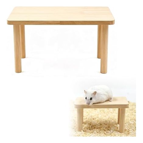 Plateforme Bois pour Hamster, Accessoire d'Escalade pour Cage, Décoration Adaptée aux Hérissons, 15x8x9cm