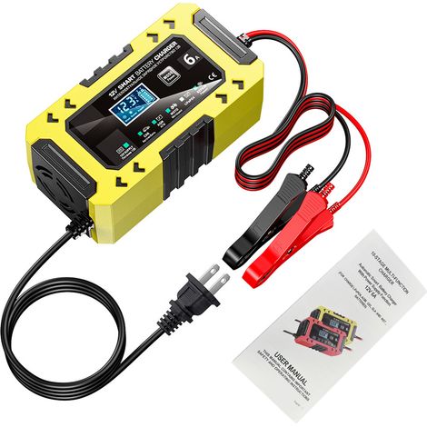 Ortviai Chargeur de Batterie 12 V 6 A Intelligent avec Désulfatation et Compensation Thermique pour Voiture, Moto, Tondeuse (1/4)