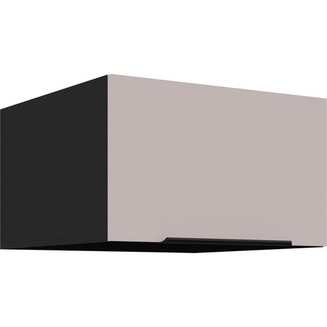 Aufsatzschrank Hochschrank 60 cm Küche ARONA Kaschmir beige + Schwarz matt Küchenzeile Küchenblock (1/5)
