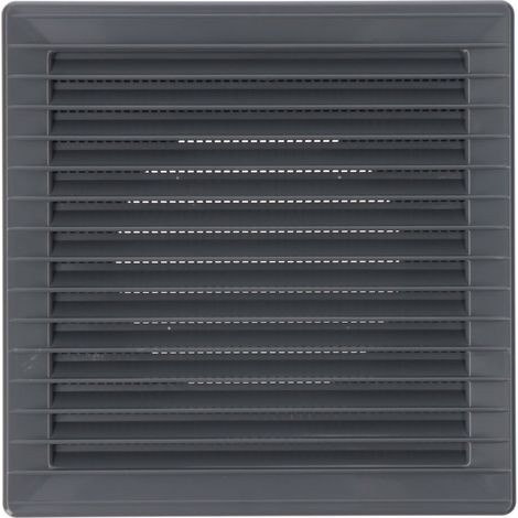 Rejilla de ventilación cuadrada empotrable de Ø10cm con mosquitera fabricada en ABS de color gris 17x17x1,15cm EDM (1/3)