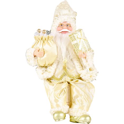 Décoration de Père Noël, figurine de Père Noël mignonne, jouet, ornement de table style fêtes pour la maison, figurine assise, modèle cadeau (1/5)