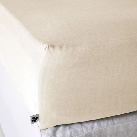 Drap housse 180x200 lyocell uni pampa Terre de Nuit Lysandre
