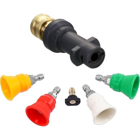 Protection de Buse pour Nettoyeur Haute Pression, 5 Embouts de Buse de Pulvérisation avec Adaptateur, Compatibles Karcher K2, K3, K4, K5, K6, K7, Buses à Connexion Rapide 1/4", Orifice 2,5