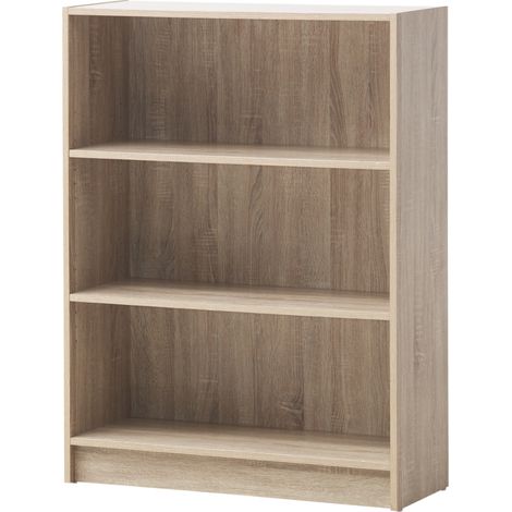 Oak Low Wide Bookcase With Adjustable Shelves (1/5)