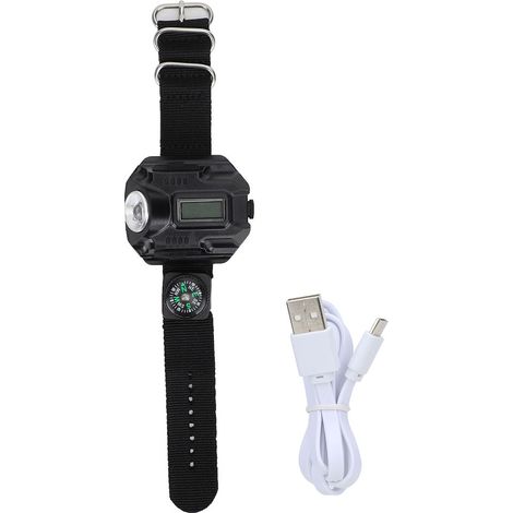 Lampe Frontale LED Étanche avec Montre Électronique et Écran - Portable pour Randonnée Noire (1/5)