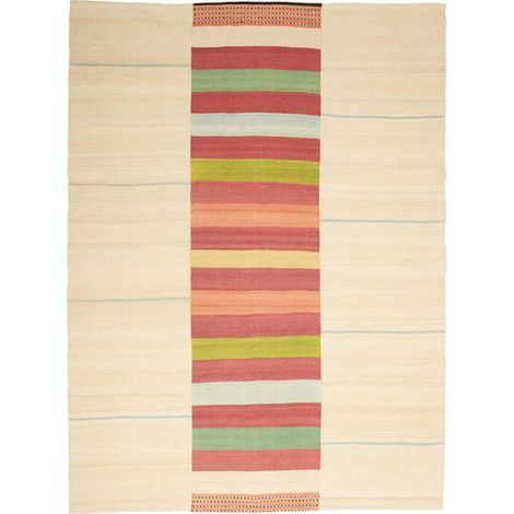 Authentique tapis d'Orient kilim fait main 166x225 beige et rouge