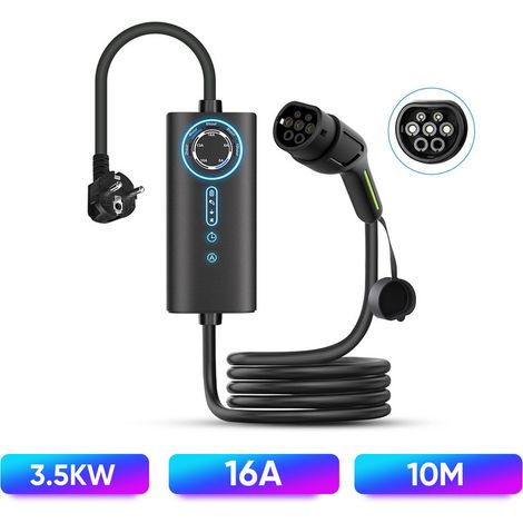 Chargeur VE 3.5kW 16A 10m Type 2 IP67 Réglable 6-16A JUNSUN (1/5)