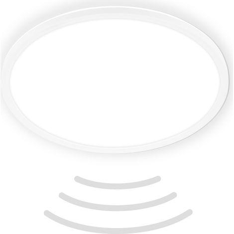 Plafonnier LED avec détecteur de mouvement IP44 portée 3m, couleur de lumière blanc neutre, plat, détection 120 degrés, plafonnier LED, panneau LED, 42x3 cm, blanc (1/5)