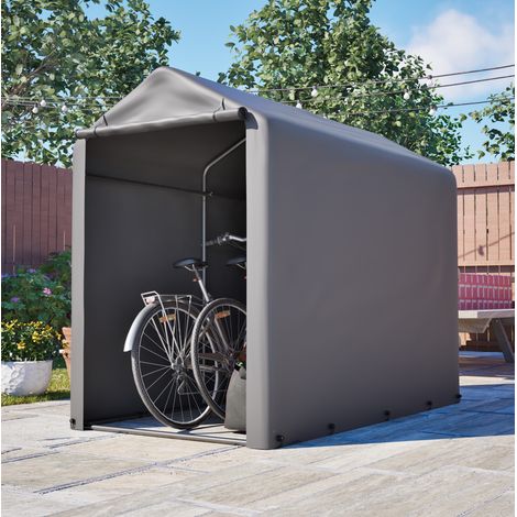 Ricovero bici 187x100x160 cm in acciaio grigio scuro, salvaspazio per giardino FloraGrace (1/5)